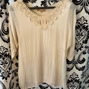 Sheer silk short sleeve blouse